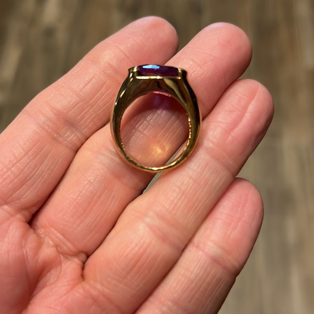 18K Over 925 Silver Lab-Created Alexandrite Ring & Earrings Set - Picture 7 of 12